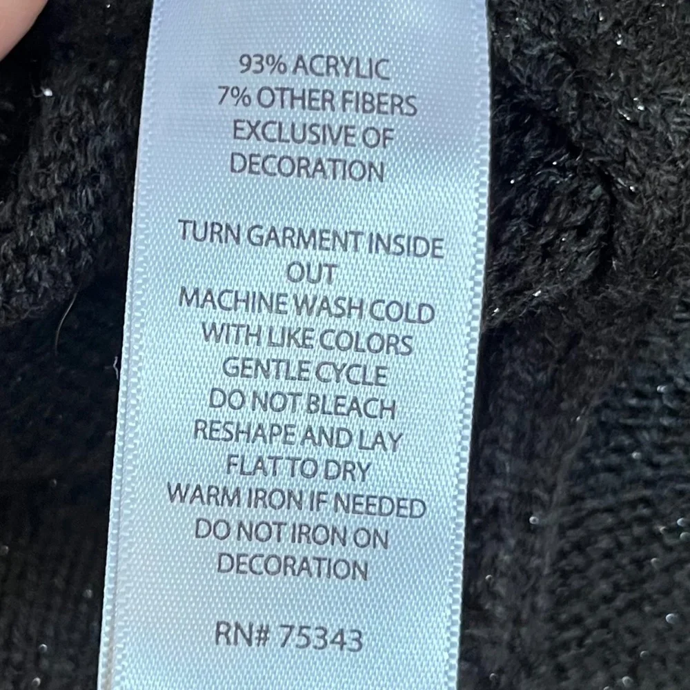 VTG Susan Bristol Black Cardinal & Poinsettia Embellished Sweater Vest Size 3X - Picture 6 of 6